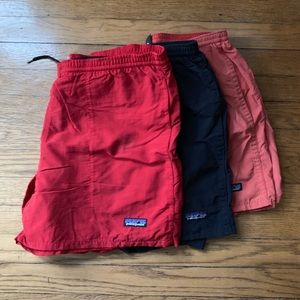 Group of three Patagonia classic “Baggies” shorts